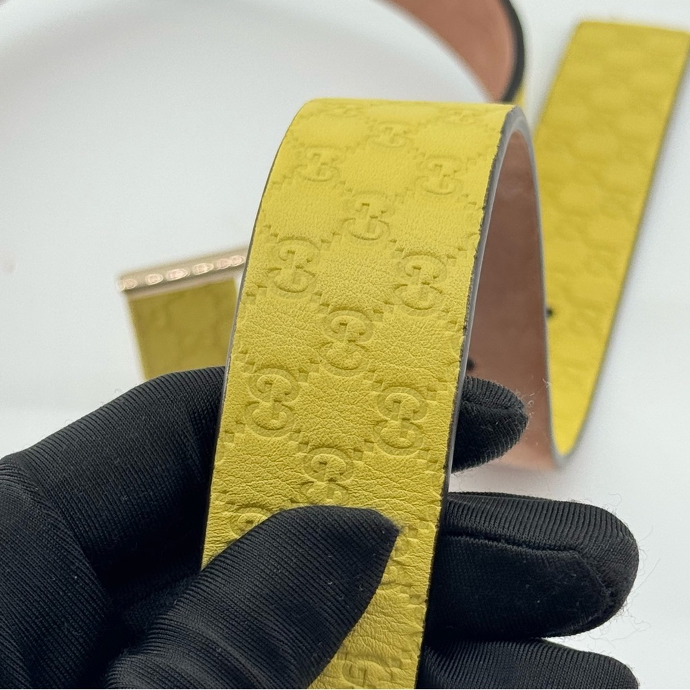Gucci Yellow Monogram Belt - Picture 7 of 9